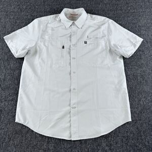American Outdoorsman Men's Short Sleeve Button-Up Fishing Hiking Shirt Gray L